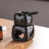 2 in 1 Ceramics Spa Essential Oil Massage Heater 150ml Square Aromatherapy Candle Heating Holder Black Separated Tea Warmer - Image 3